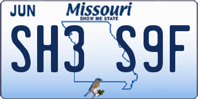 MO license plate SH3S9F