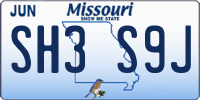 MO license plate SH3S9J