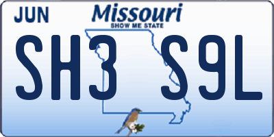 MO license plate SH3S9L