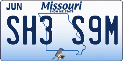 MO license plate SH3S9M