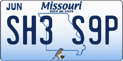 MO license plate SH3S9P