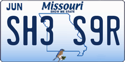 MO license plate SH3S9R