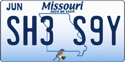 MO license plate SH3S9Y