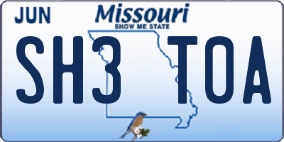 MO license plate SH3T0A