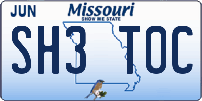 MO license plate SH3T0C