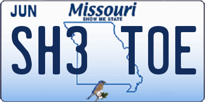 MO license plate SH3T0E