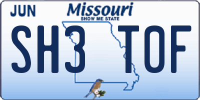MO license plate SH3T0F