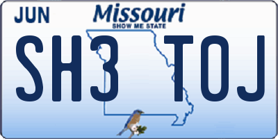 MO license plate SH3T0J