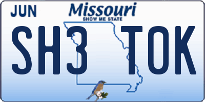 MO license plate SH3T0K