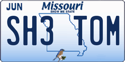 MO license plate SH3T0M