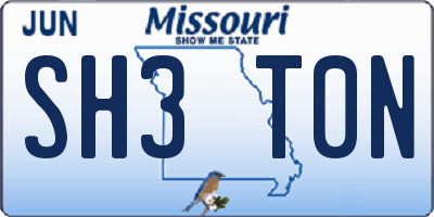 MO license plate SH3T0N