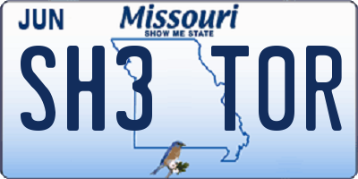 MO license plate SH3T0R