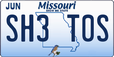 MO license plate SH3T0S