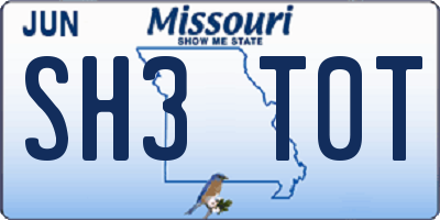 MO license plate SH3T0T