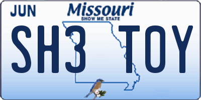 MO license plate SH3T0Y