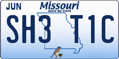 MO license plate SH3T1C