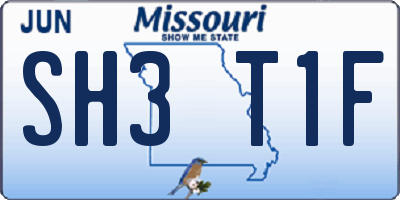 MO license plate SH3T1F