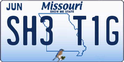 MO license plate SH3T1G