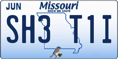 MO license plate SH3T1I