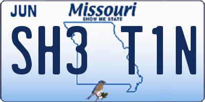 MO license plate SH3T1N