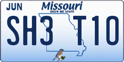 MO license plate SH3T1O