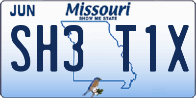 MO license plate SH3T1X