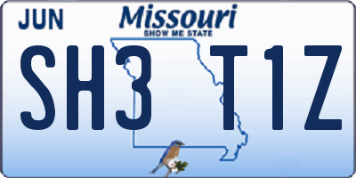 MO license plate SH3T1Z