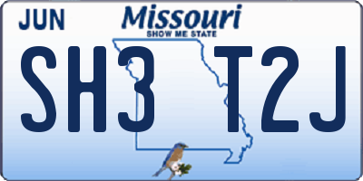 MO license plate SH3T2J