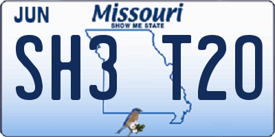 MO license plate SH3T2O