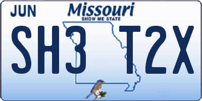 MO license plate SH3T2X