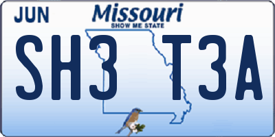 MO license plate SH3T3A