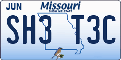 MO license plate SH3T3C