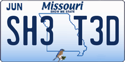 MO license plate SH3T3D