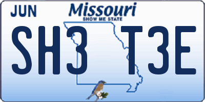 MO license plate SH3T3E
