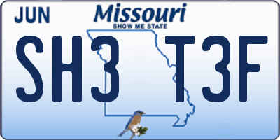 MO license plate SH3T3F