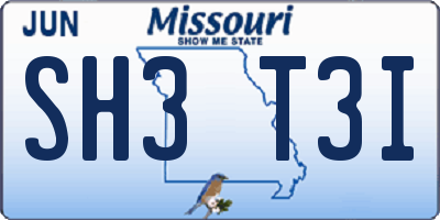 MO license plate SH3T3I