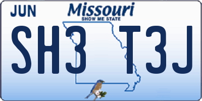 MO license plate SH3T3J