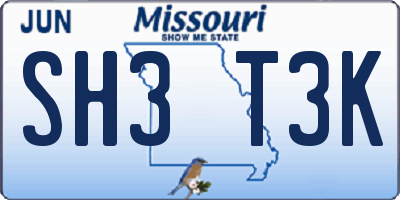 MO license plate SH3T3K