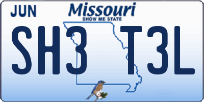 MO license plate SH3T3L