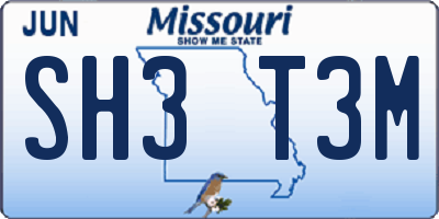 MO license plate SH3T3M