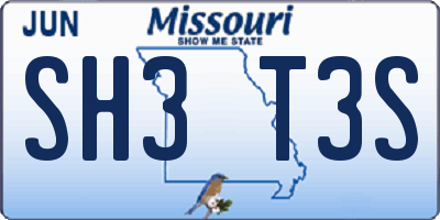 MO license plate SH3T3S