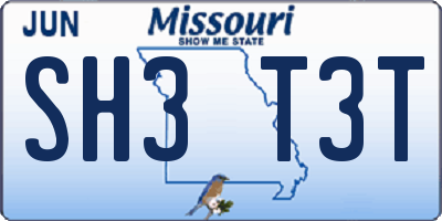MO license plate SH3T3T