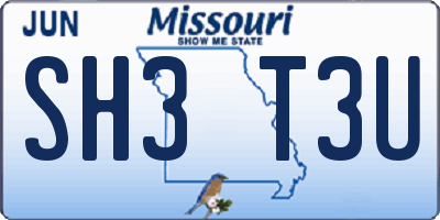 MO license plate SH3T3U