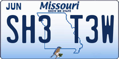 MO license plate SH3T3W