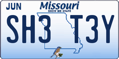 MO license plate SH3T3Y