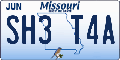MO license plate SH3T4A