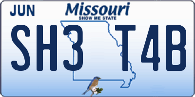 MO license plate SH3T4B