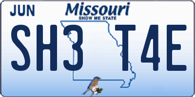 MO license plate SH3T4E
