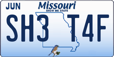 MO license plate SH3T4F