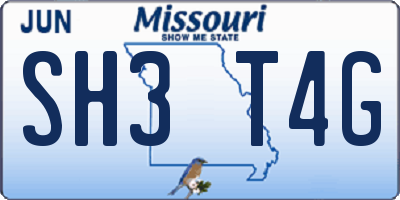 MO license plate SH3T4G